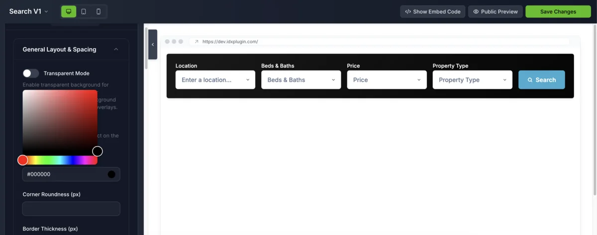 Individual widget appearance customization