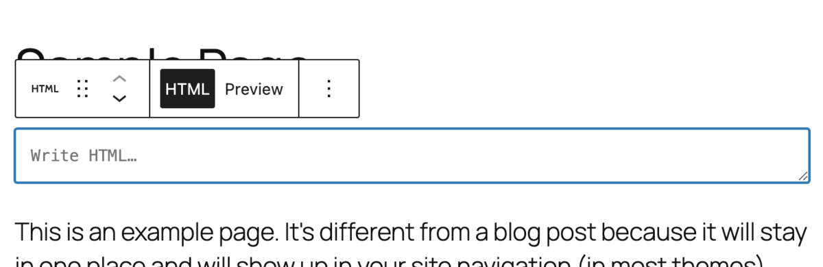 Empty Custom HTML block in Gutenberg
