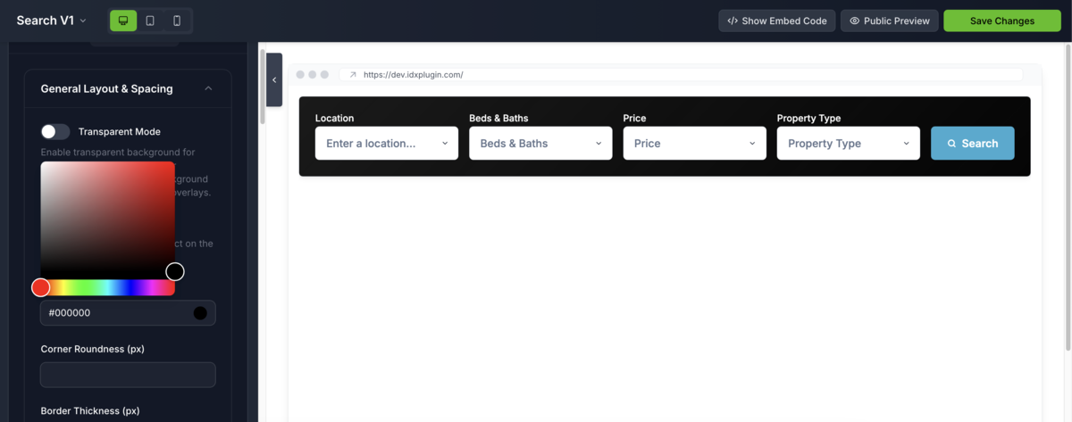 Individual widget appearance customization