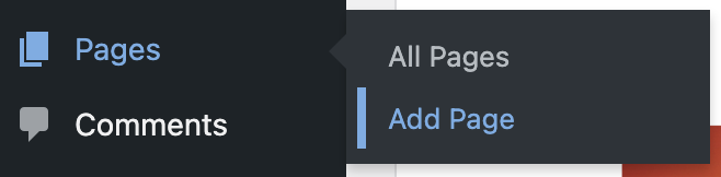 WordPress add new page