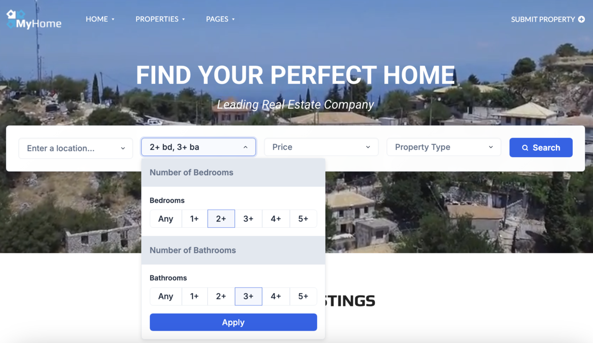 Modern real estate website with MLS search integration