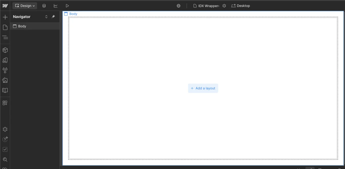 Blank wrapper page in Webflow