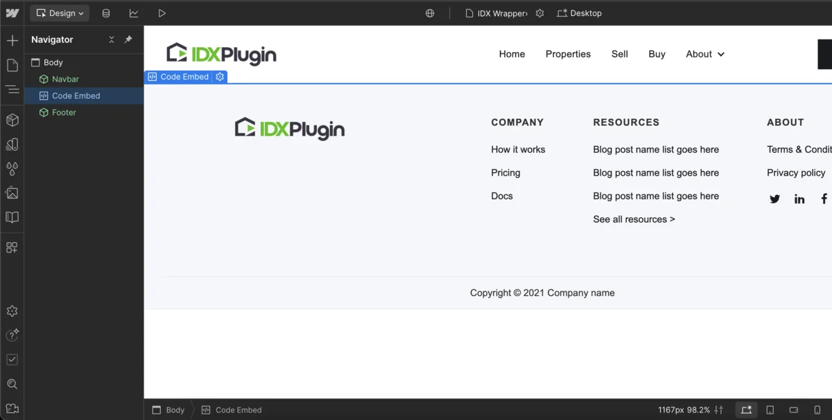 IDX Broker content injection area