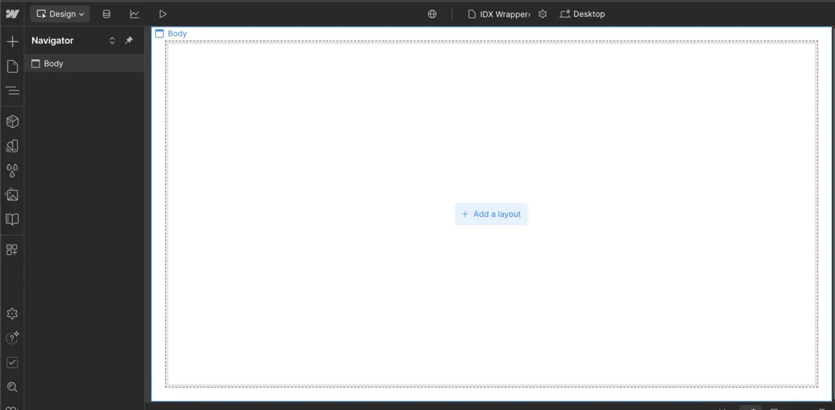 Blank wrapper page in Webflow