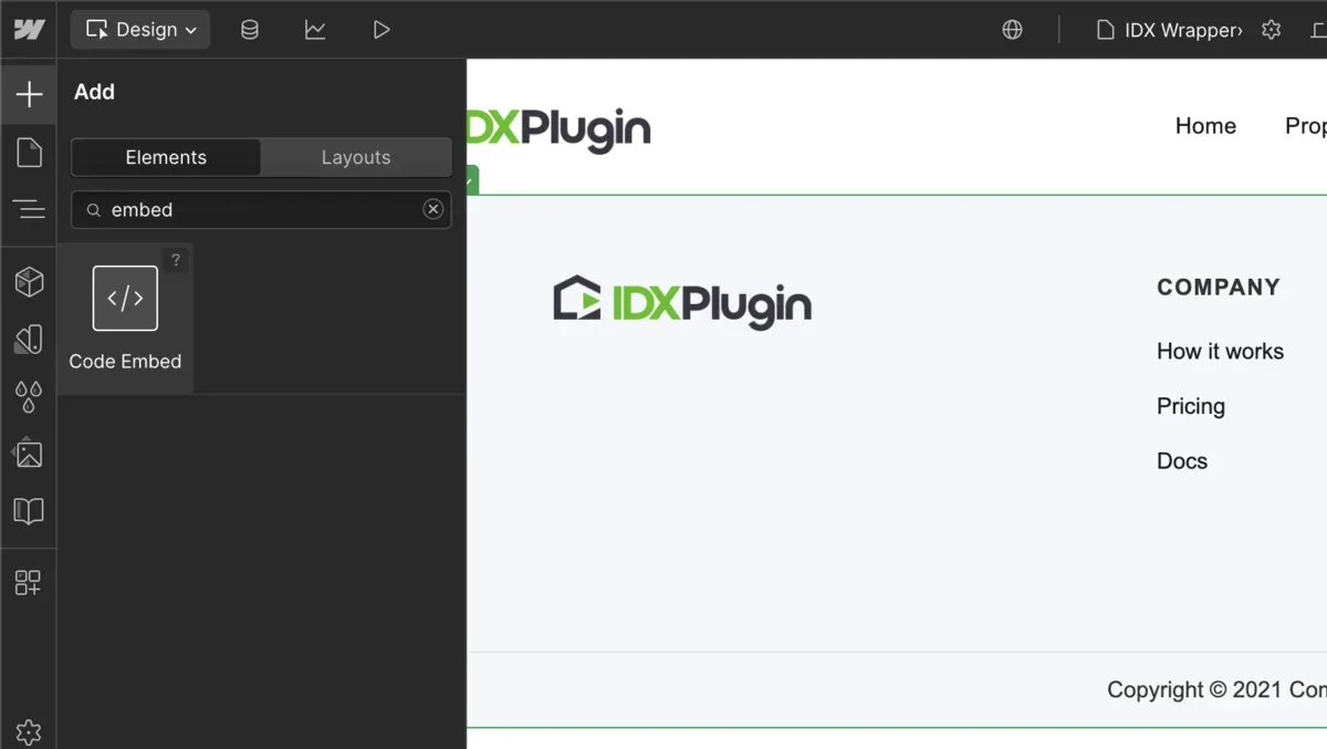 Adding the code embed to the wrapper