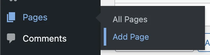 WordPress add new page