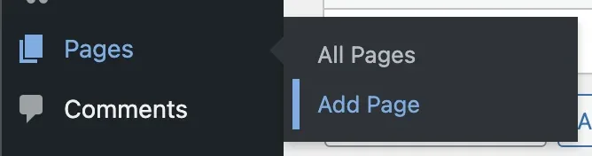 WordPress add new page