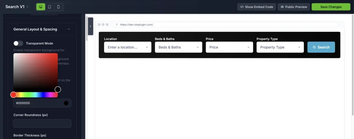 Individual widget appearance customization