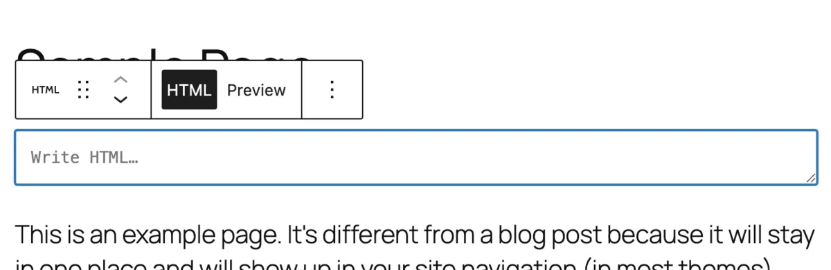 Empty Custom HTML block in Gutenberg