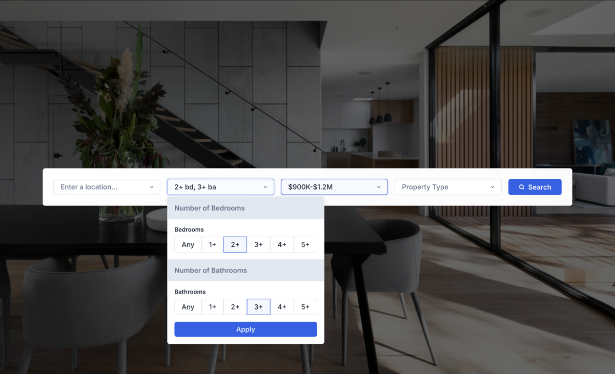 The new IDX Plugin search form, full width layout