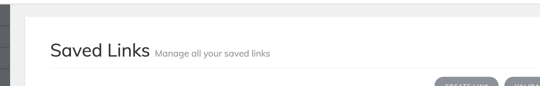 IDX Broker Saved Links screen with the Create Link button