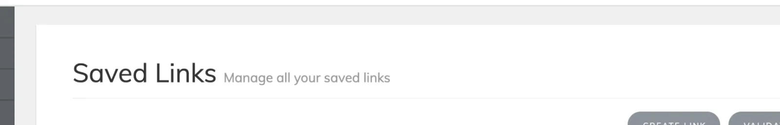 IDX Broker Saved Links screen with the Create Link button
