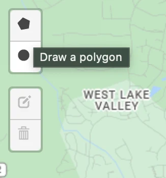 The Draw a polygon control on the saved link map