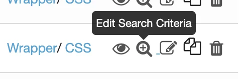 The magnifier icon on a saved link row that opens Edit Search Criteria