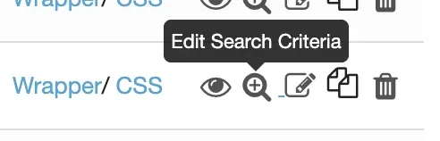 The magnifier icon on a saved link row that opens Edit Search Criteria