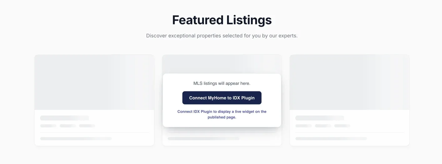 Featured Listings section before connecting, with outlined listing cards