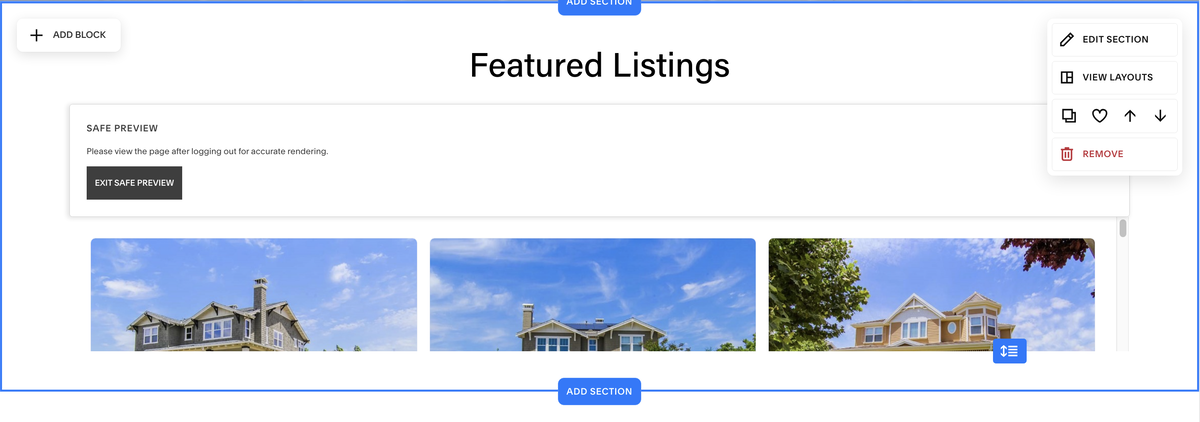 Pasting the listings code into Squarespace