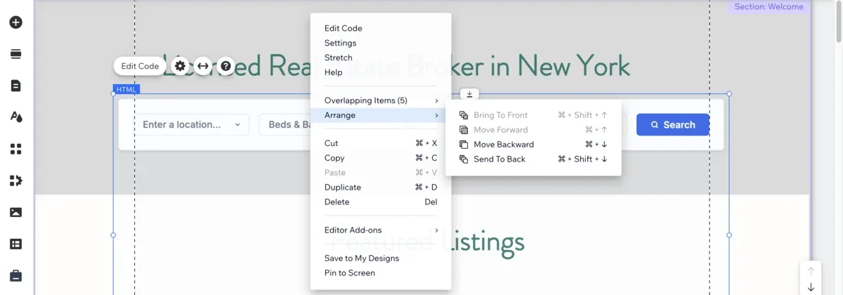 Setting the height and stacking of the embed element so dropdowns display fully